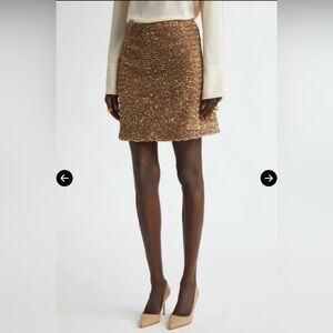 St John Textured Gold Bouclé Mini Skirt
